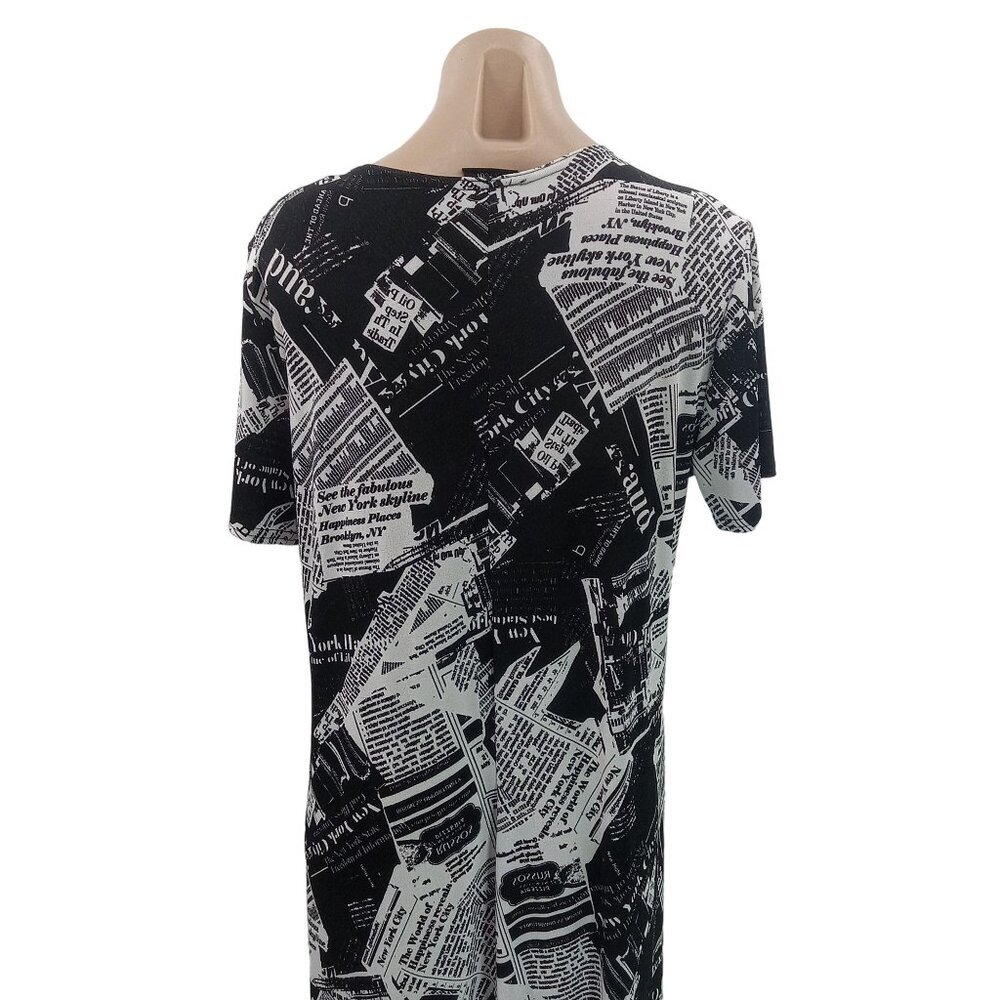 Jostar Womens Knit Dress M Newsprint New York Times Newspaper Brooklyn Graphic - Picture 7 of 10